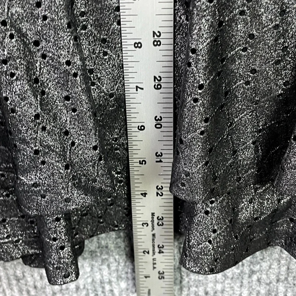 Michael Kors Fit & Flare Dress Womens XL Black Eyelet Ruffle Tiered Waist Belted